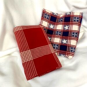 (2) 100% Cotton Table Cloths. The Pampered Chef ( Patriot Stars ) & Rustic Red